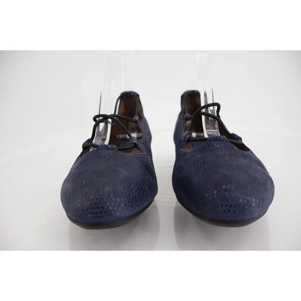Earthies by Earth Women's Size 7 Essen Navy Blue Leather Flats Strappy Slip On